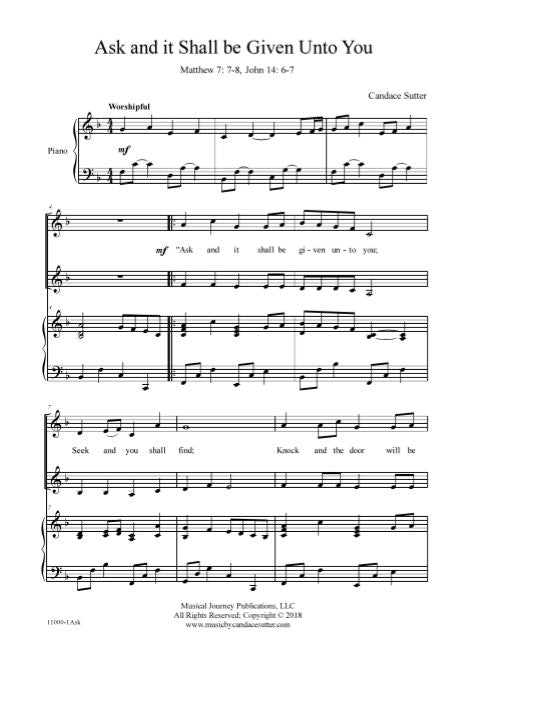 Ask and it Shall be Given Unto You (Adult Choral Series, SA)