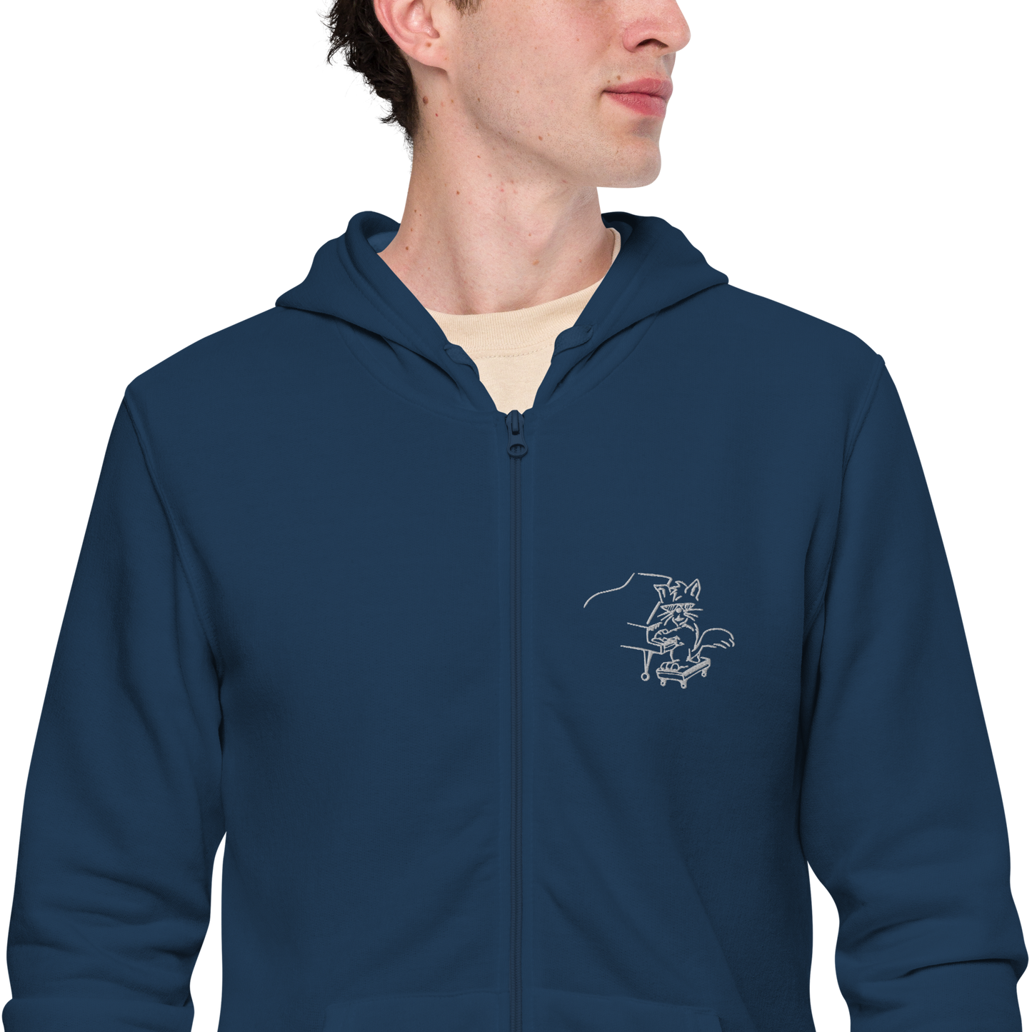 Piano Cat Unisex Zip Hoodie