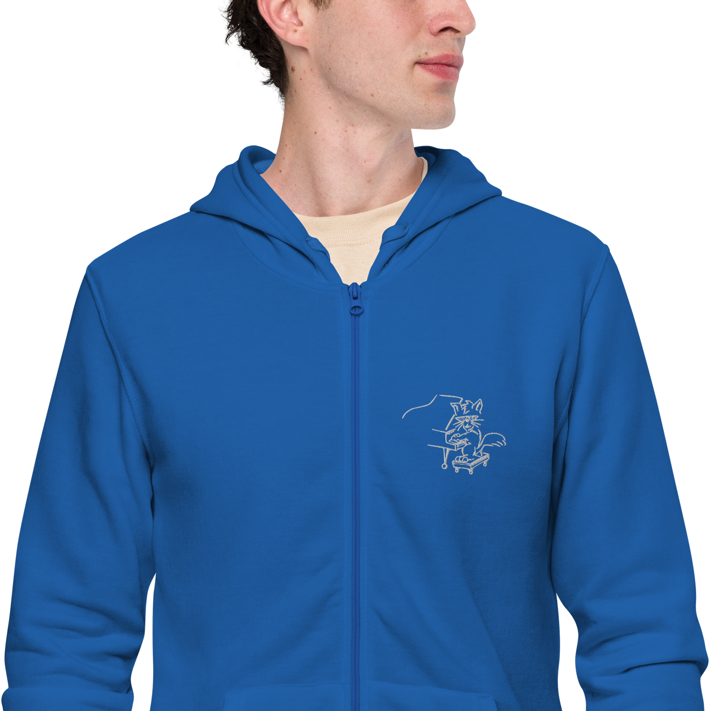 Piano Cat Unisex Zip Hoodie